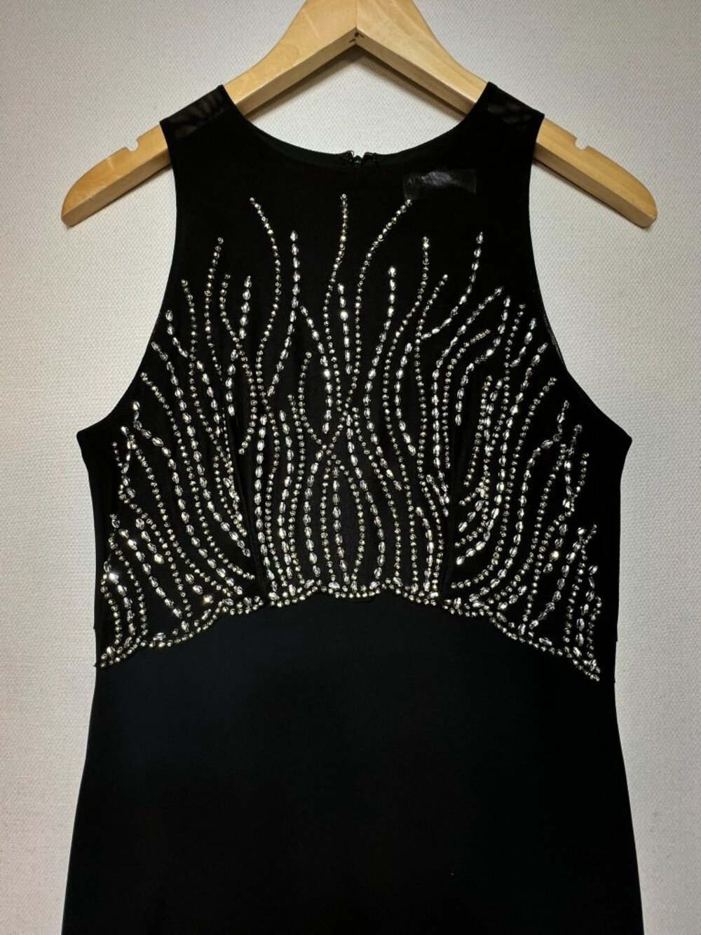 Jackie Jon Womens Beaded Party Evening Gown Dress Size 8 Black Sleeveless Maxi - Picture 4 of 10